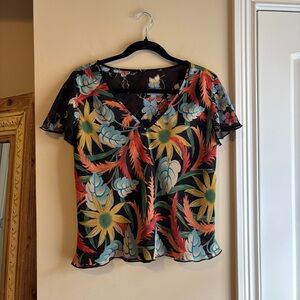 Vintage Reversible floral sheer blouse